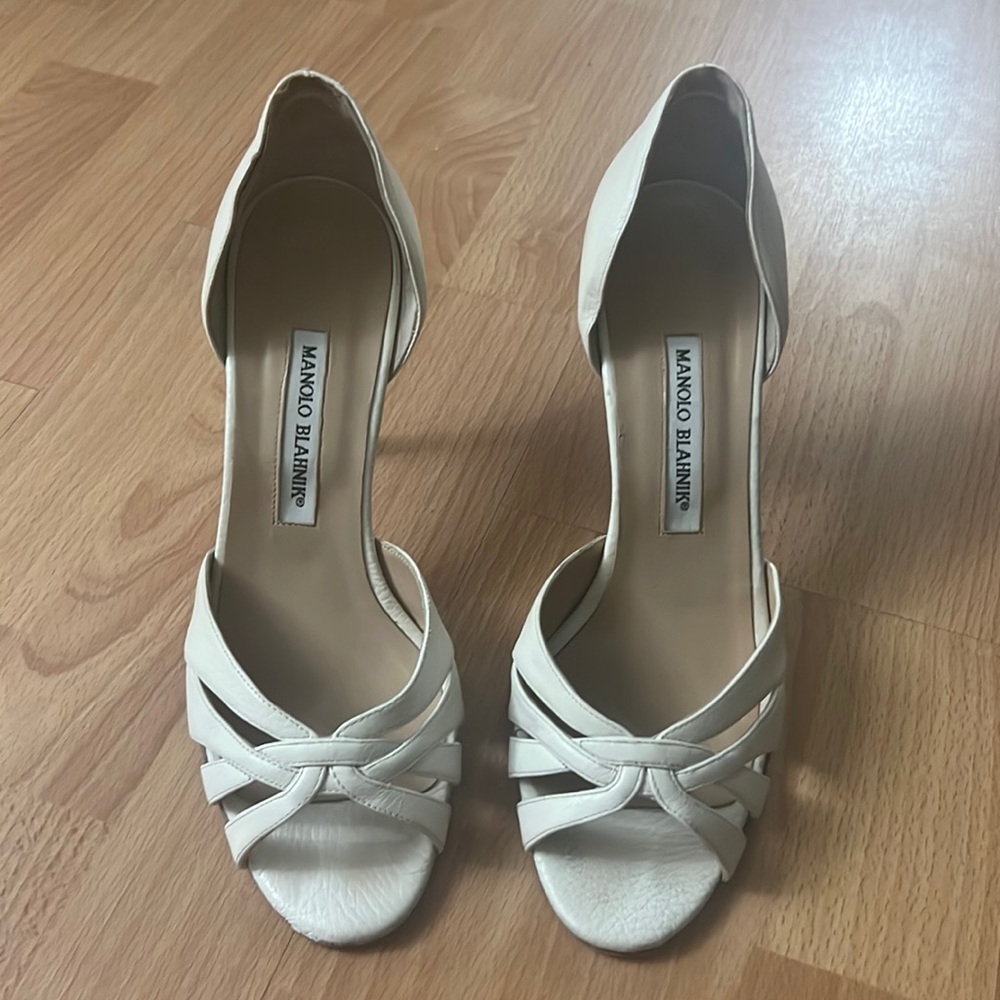 Manolo Blahnik white sandals